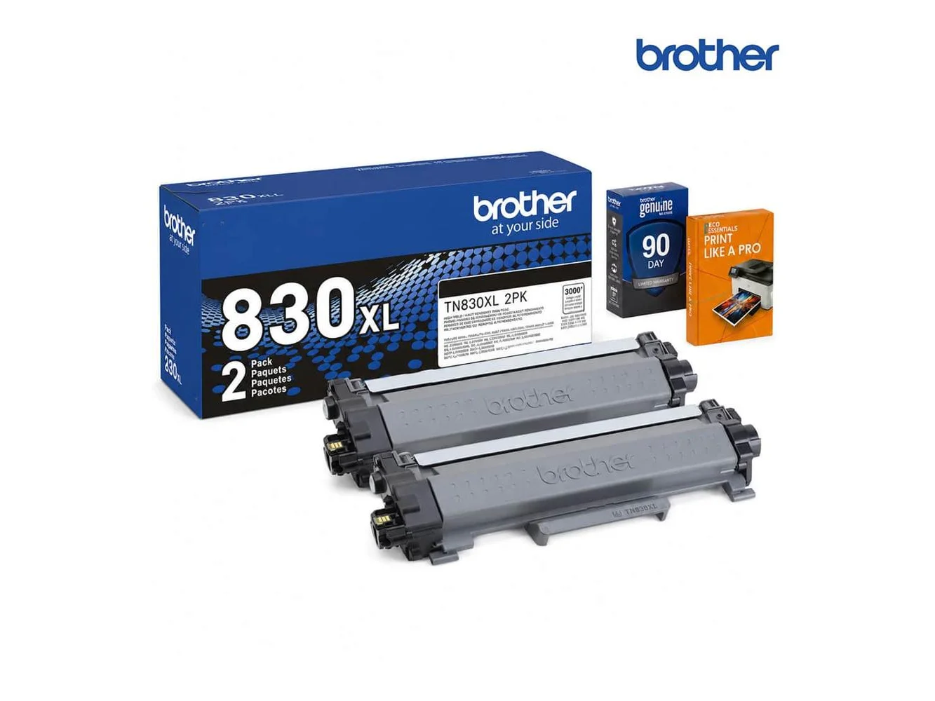**Brother - TN830XL2PK High-Yield Toner Black Twin Pack with Deco Essentials Guide**