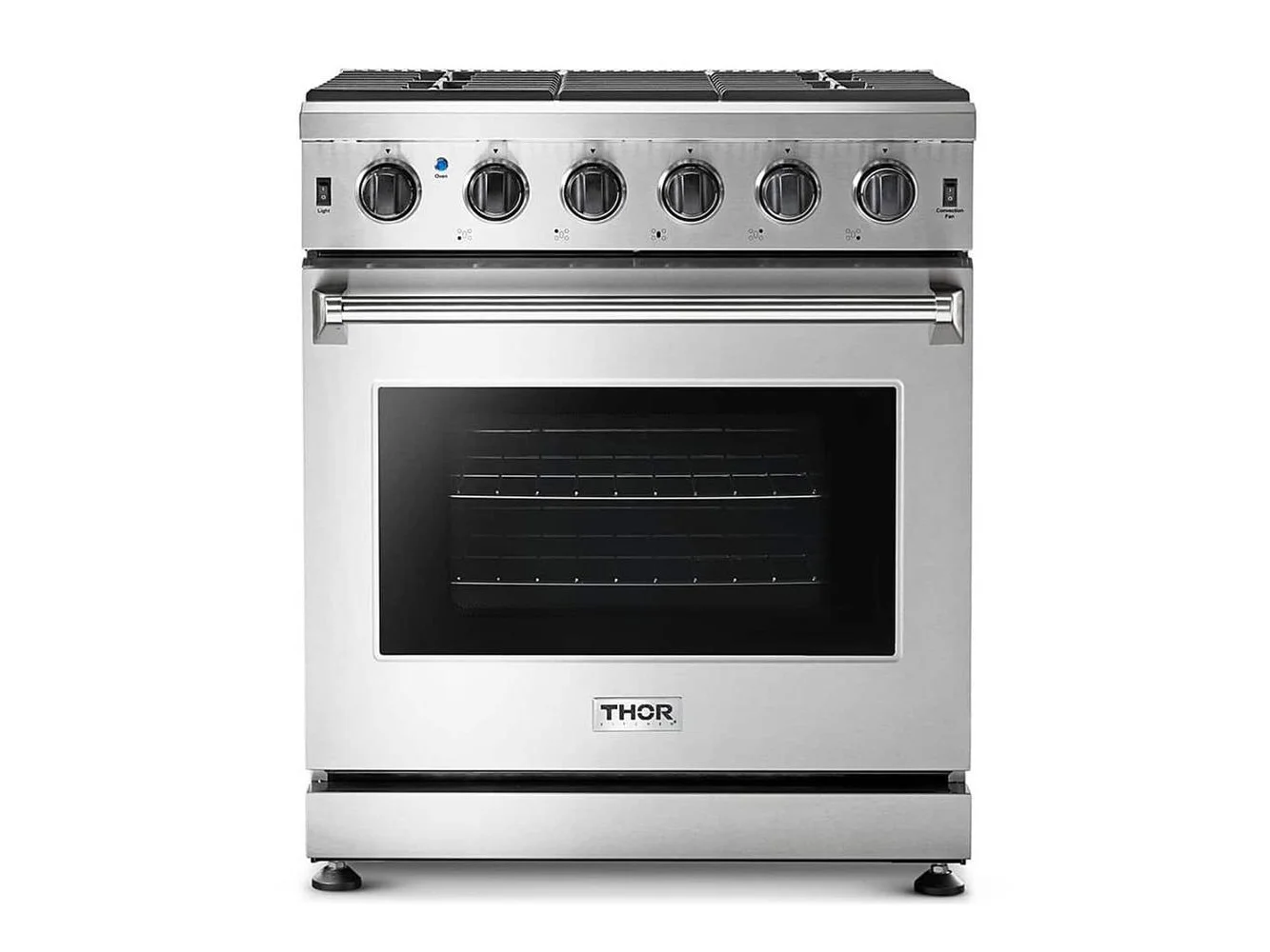 **Thor Kitchen - 30 in. Wide 5 Burner 4.55 Cu.Ft Freestanding Liquid Propane Gas Convection Range - Stainless Steel**