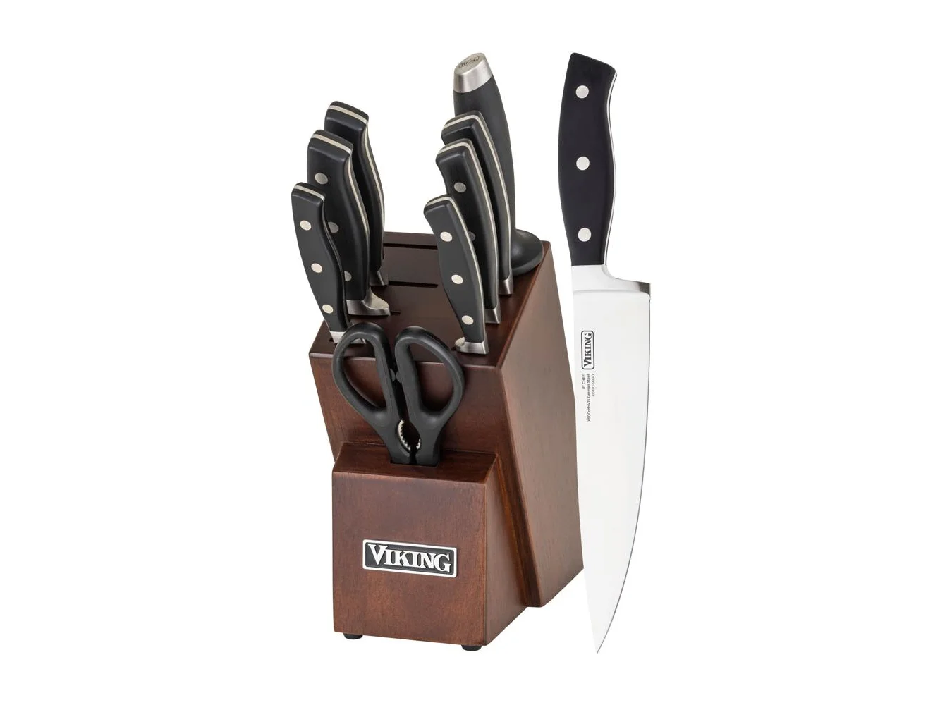 **Viking - 10-Piece True Forged Cutlery Set with Walnut Block - Multicolor**
