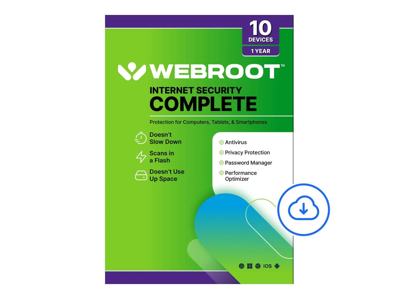 **Webroot - Complete Internet Security + Antivirus Protection (10 Devices) (1-Year Subscription) - Android, Apple iOS, Chrome, Mac OS, Windows [Digital]**
