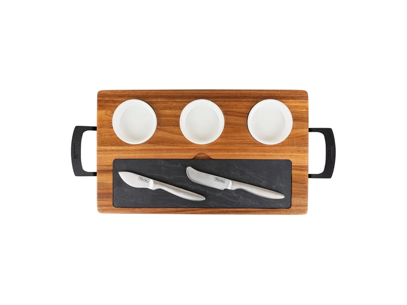 **Viking - 7-piece Acacia Wood Slate Cheese Board-Charcuterie Set - Multicolor**