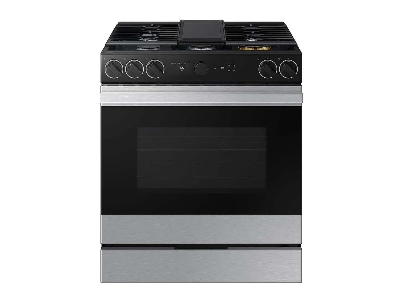**Samsung - 30 in. Wide 5 Burner Bespoke 6.0 Cu. Ft. Slide-In Gas Range with Smart Oven Camera - Stainless Steel**