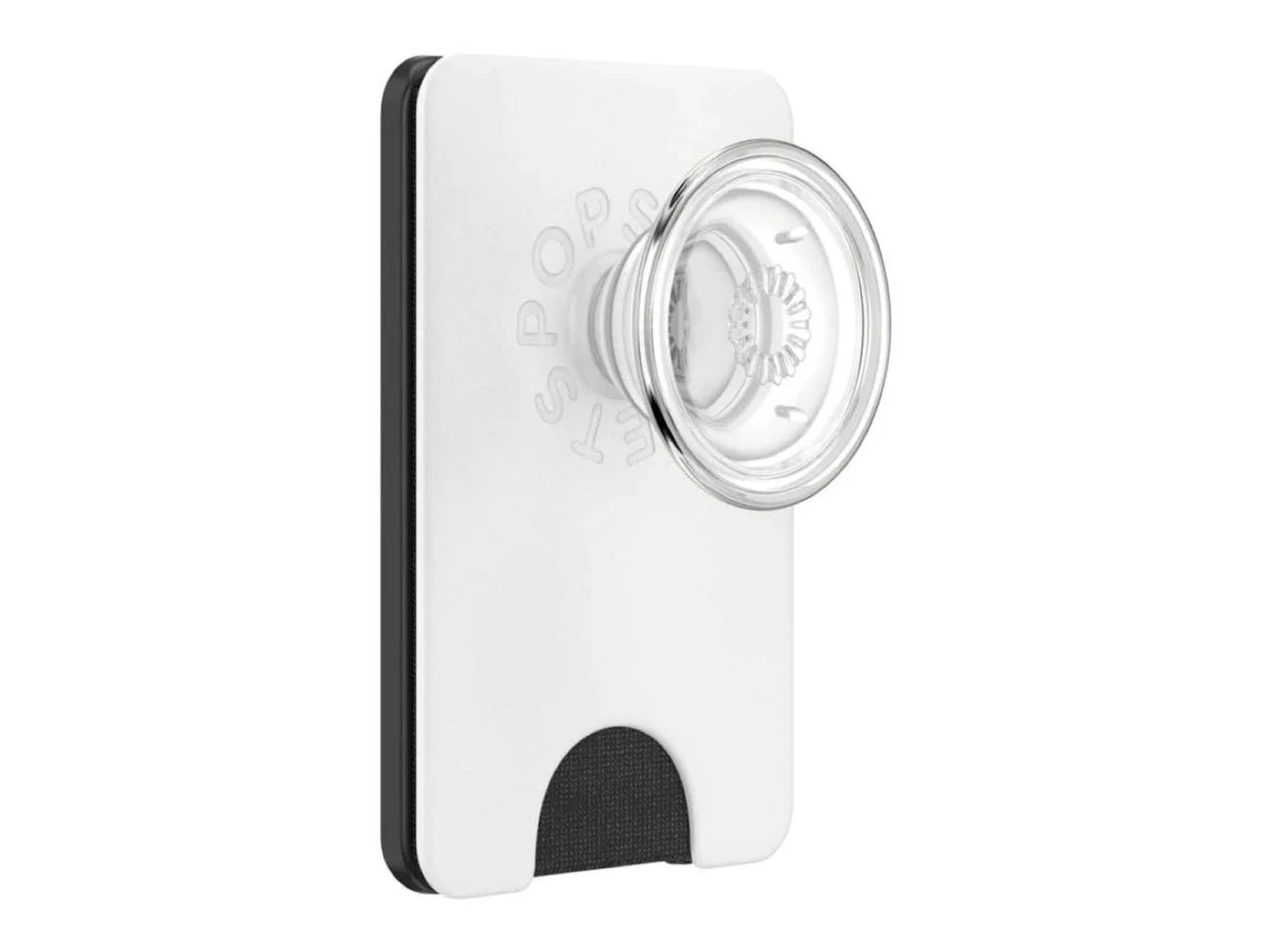 **PopSockets - MagSafe PopWallet+ Cell Phone Wallet & Grip, with Adapter Ring - White Clear**