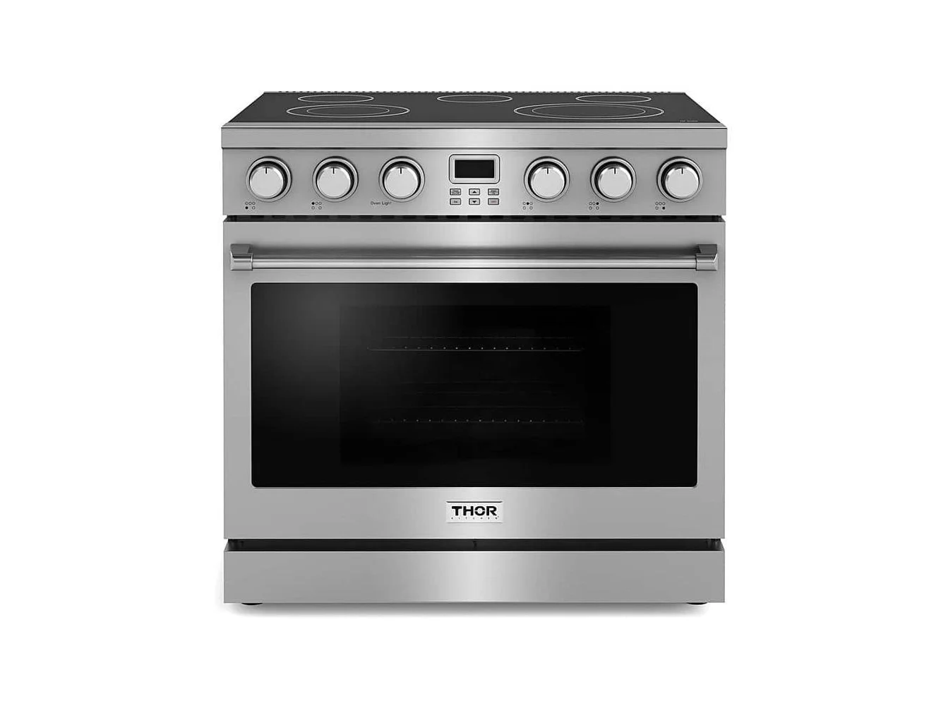 **Thor Kitchen - 36 in. Wide 5 Elements 6.0 Cu. Ft. Freestanding Electric Convection Range - Silver**