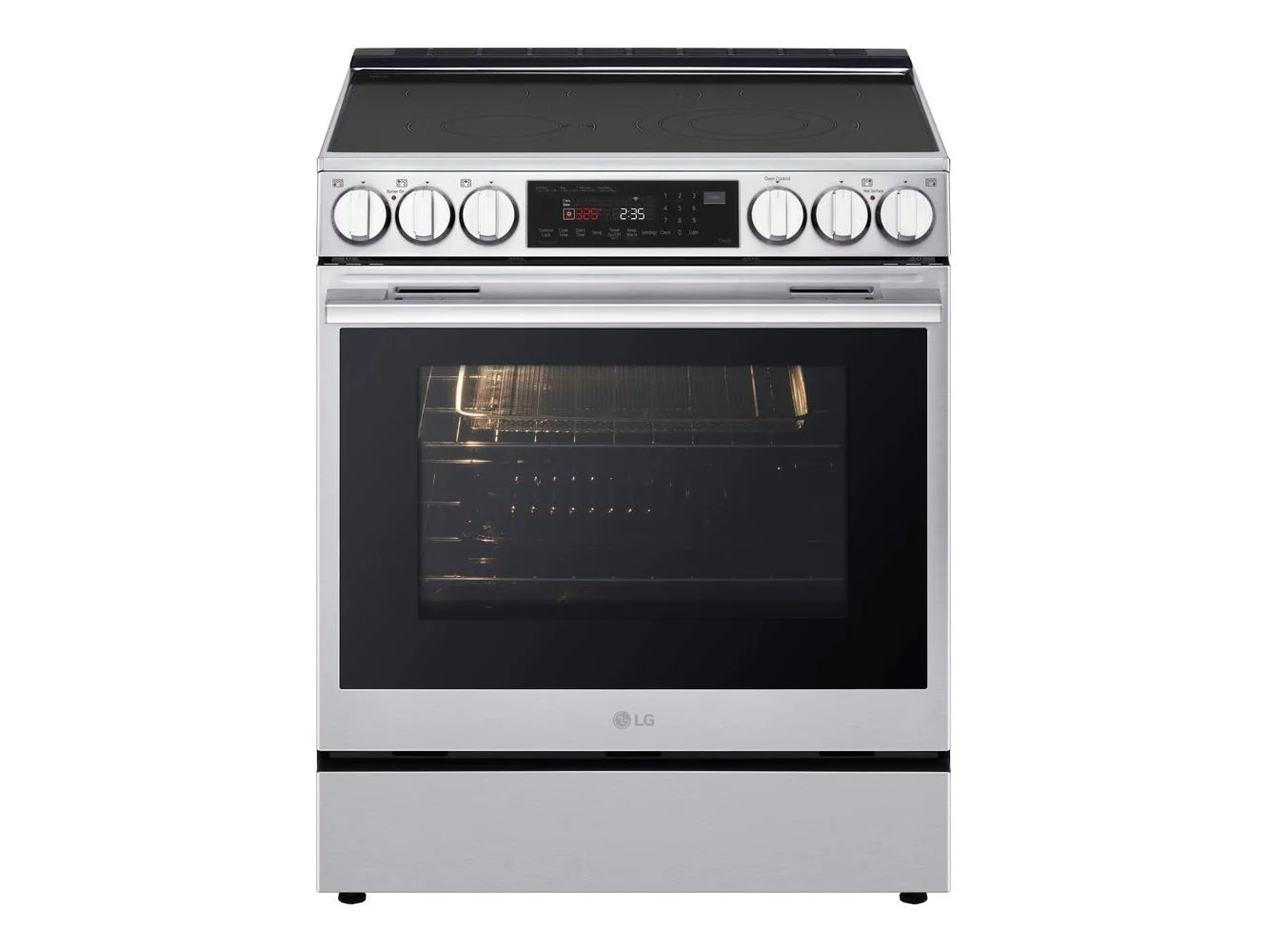 **LG - 30-in Wide 6.3 Cu. Ft. Slide-In Electric True Convection Range with 5 Elements, InstaView and 2 UltraHeat Elements - Stainless Steel**