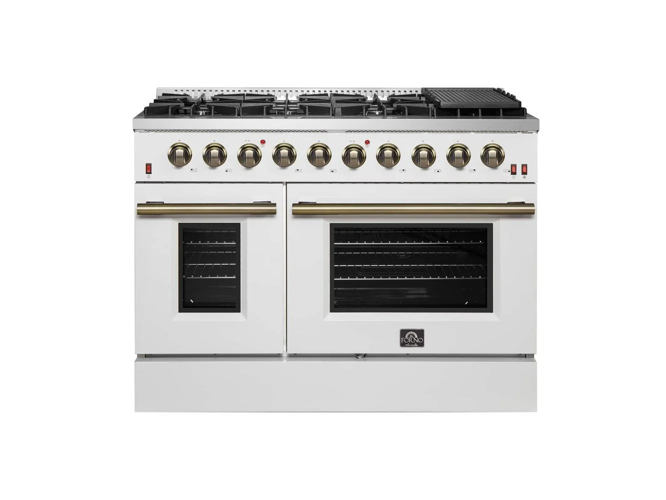**Forno Appliances - 48 in. Wide 8 Burner Galiano 6.58 Cu. Ft. Freestanding Gas Range with Convection Oven - White**