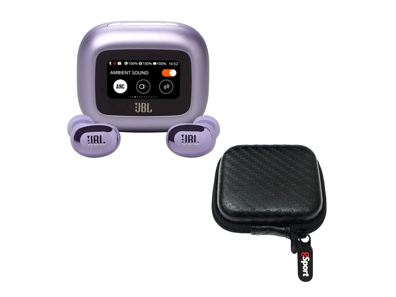 **JBL - Live Buds 3 True Wireless Noise Cancelling Earbud Bundle with gSport Case - Purple**