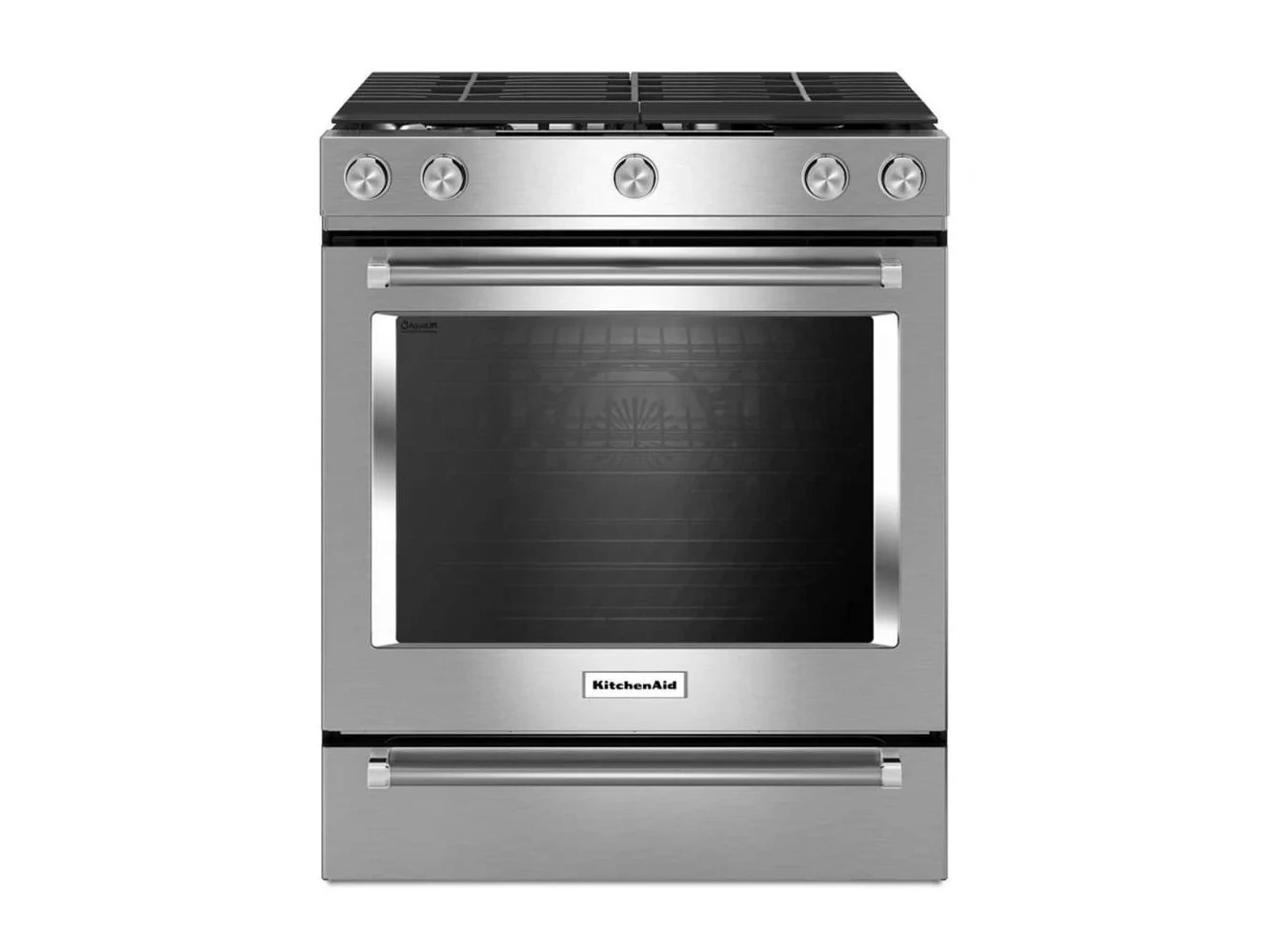**KitchenAid - 30 in. Wide 5 burners 5.8 cu. ft. Self-Cleaning Slide-In Gas Convection Range - Stainless Steel**