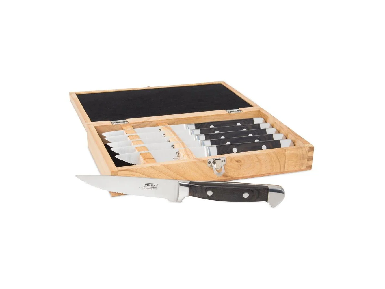 **Viking - Pakkawood 6 Pc Steak Knife Set, with Box - Black**