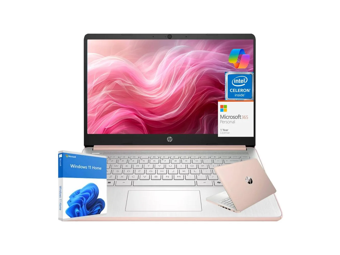 **HP - Upgraded - 14'' Laptop-Intel N150 Processor-16GB Memory-128GB UFS-Windows 11 Home - Rose Gold**
