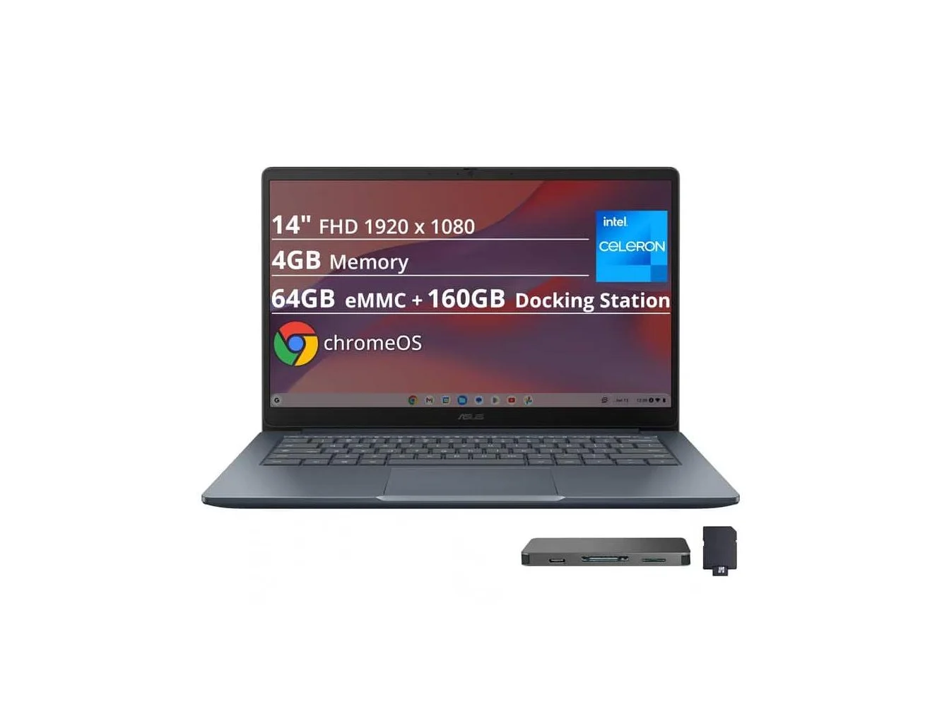 **ASUS - CX14 14" FHD Chromebook Laptop - Intel Celeron N50 (2023) - 4GB Memory - 64GB Storage - Gray**