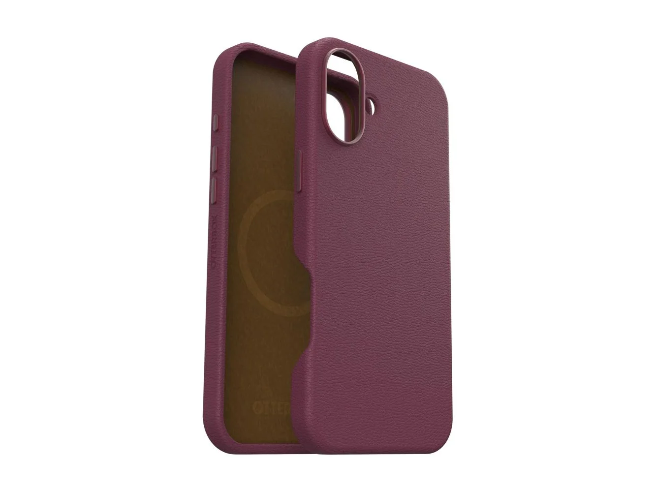**OtterBox - Symmetry Cactus Leather Series Hard Shell for MagSafe for Apple iPhone 16 Plus - Maroon Bells**