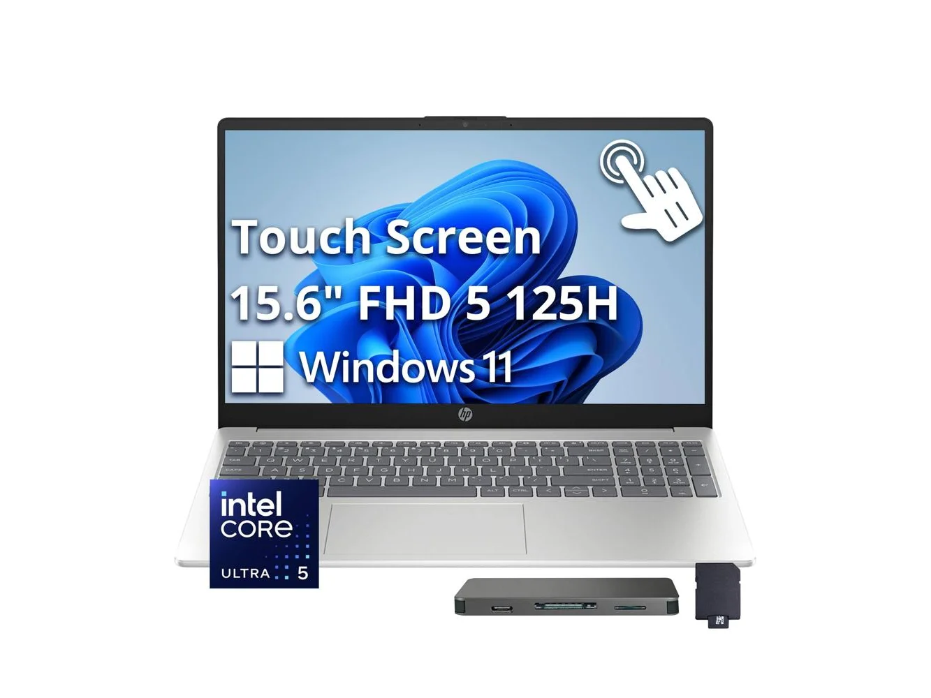 **HP - 15.6" FHD Touchscreen Laptop,Intel Ultra 5 125H,8GB DDR5,512GB SSD+1TB Dock Set,Intel Arc Graphics,Win 11 - Silver**