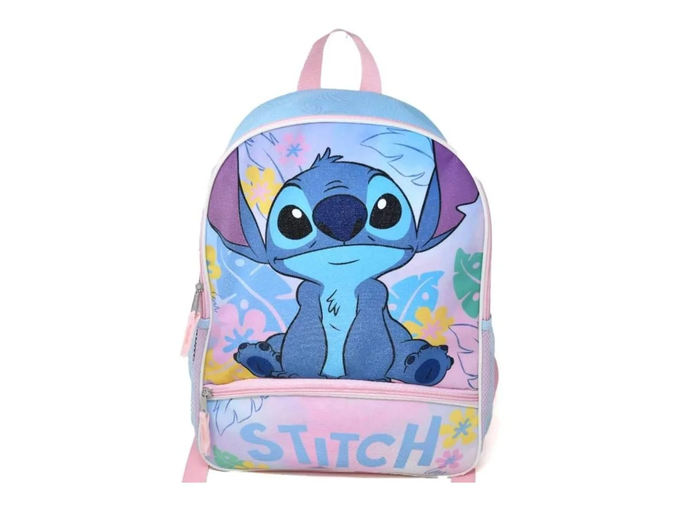 **Disney - Fast Forward Stitch 16" Backpack Bottom Half Moon with 1 Front Pocket - Blue**