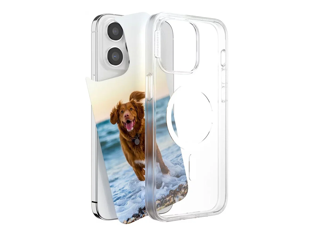 **PopSockets - MagSafe PopCase for iPhone 15 Pro Case with Customizable Graphic Case Insert (digital code) - Clear**