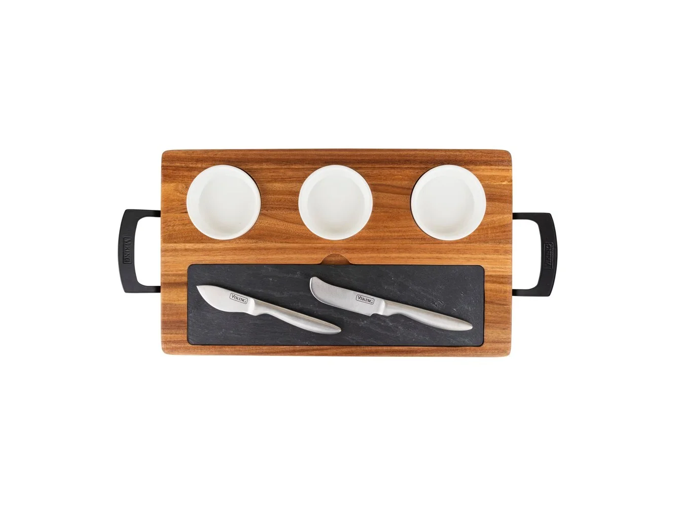 **Viking - 7-piece Acacia Wood Slate Cheese Board-Charcuterie Set - Multicolor**