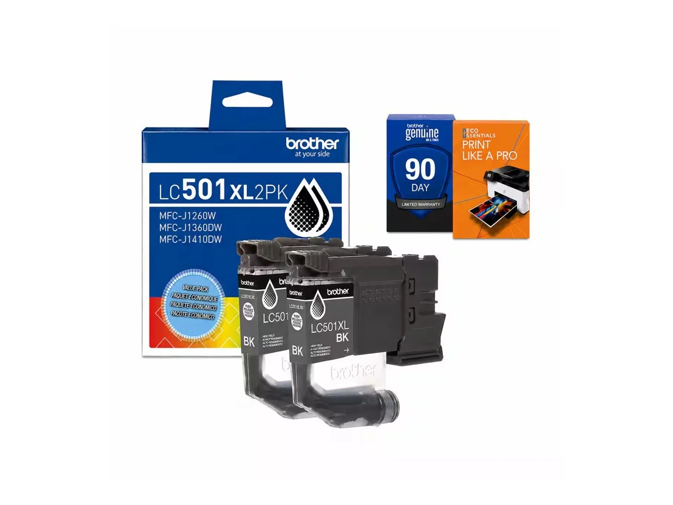 **Brother - LC501XL2PKS Black High Yield Ink Cartridge with Deco Essentials Printer eBook for MFCJ1260DW, MFCJ1360DW, MFCJ1410DW**
