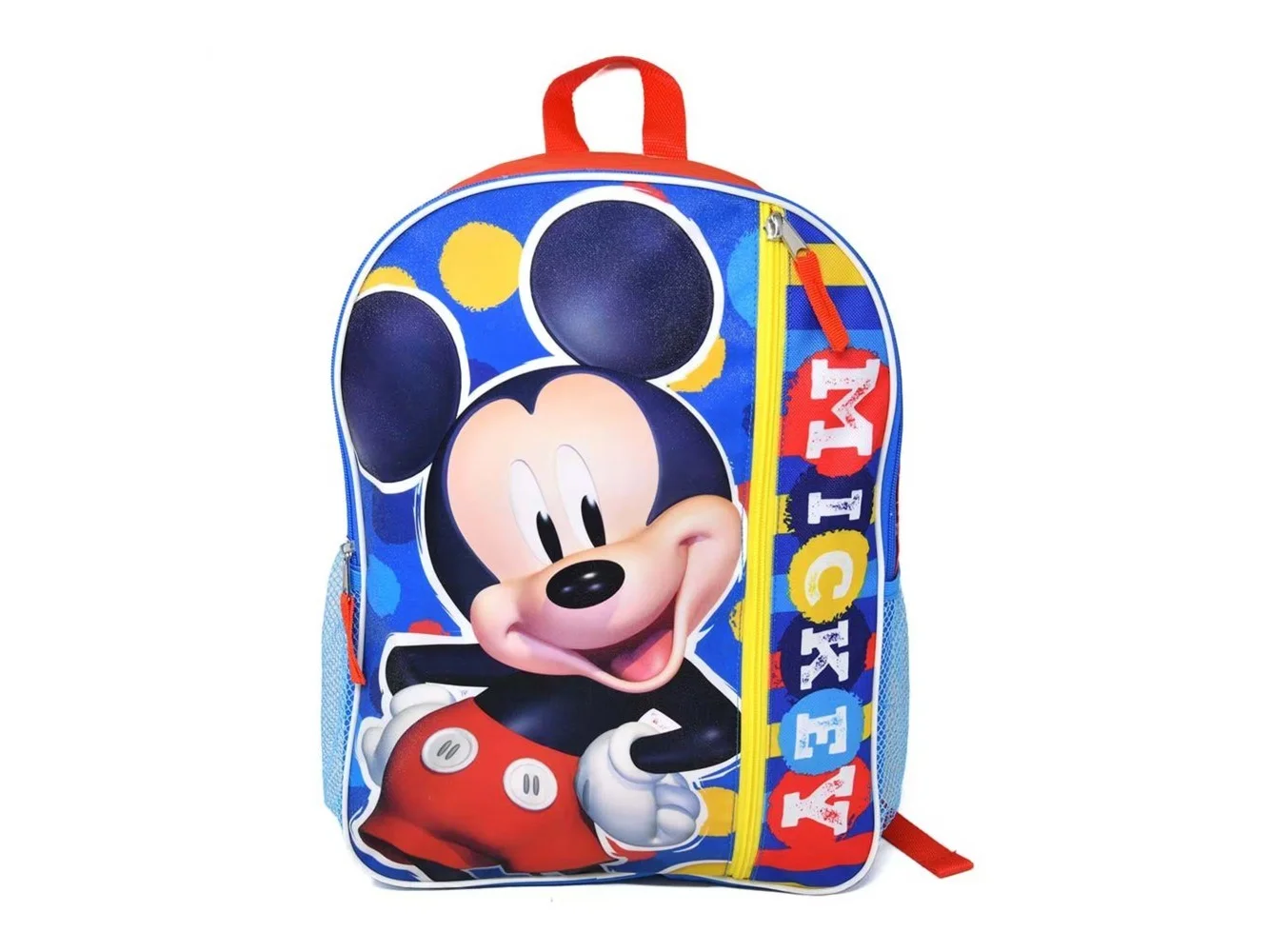 **Disney - Mickey Mouse 16" Nylon School Backpack 16" for Boys, with a Large front Pocket - Red**