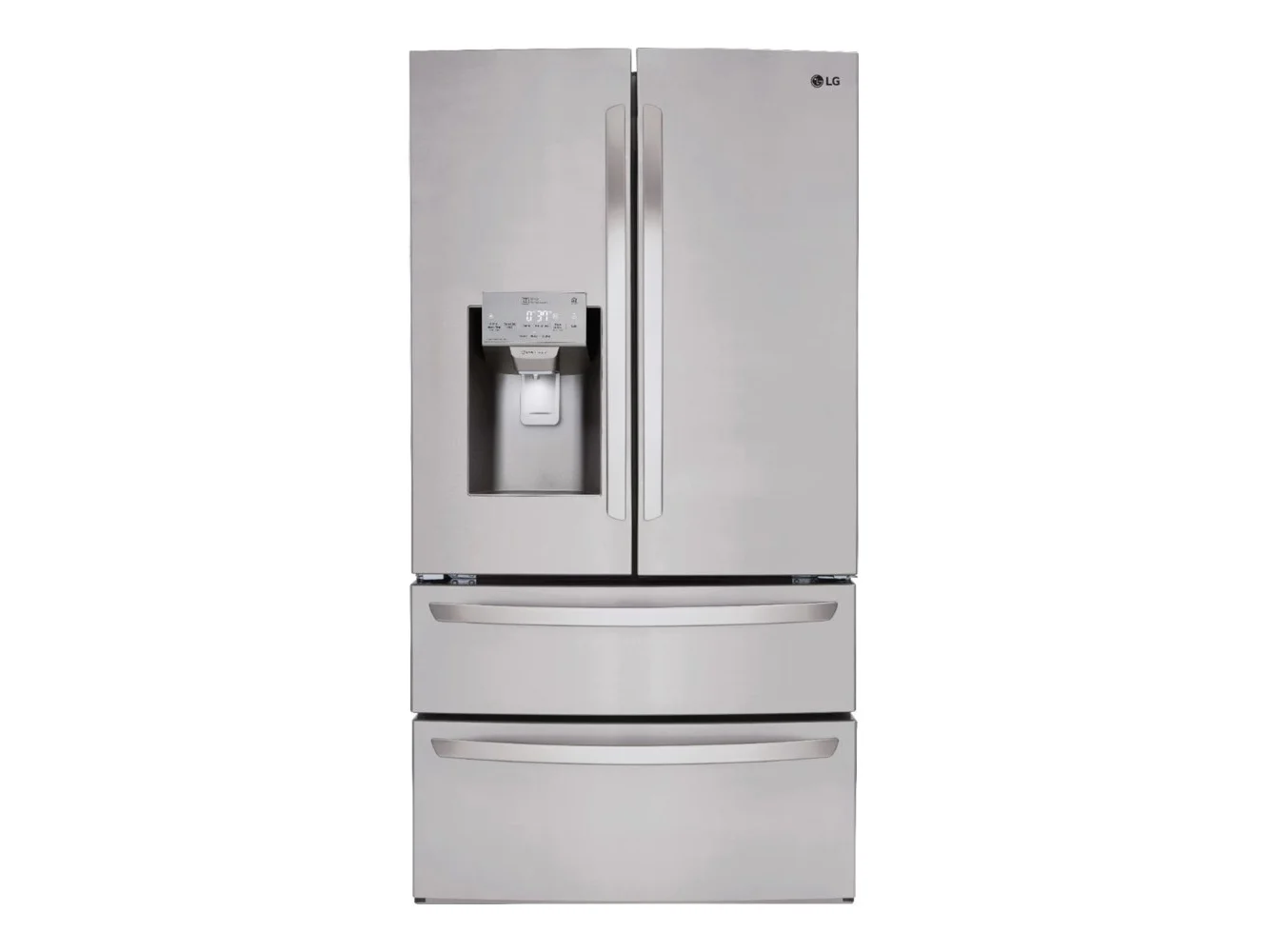 **LG - 36-in Wide 27.8 Cu. Ft. 4-Door French Door Smart Refrigerator with Double Freezer Drawers - Stainless Steel**