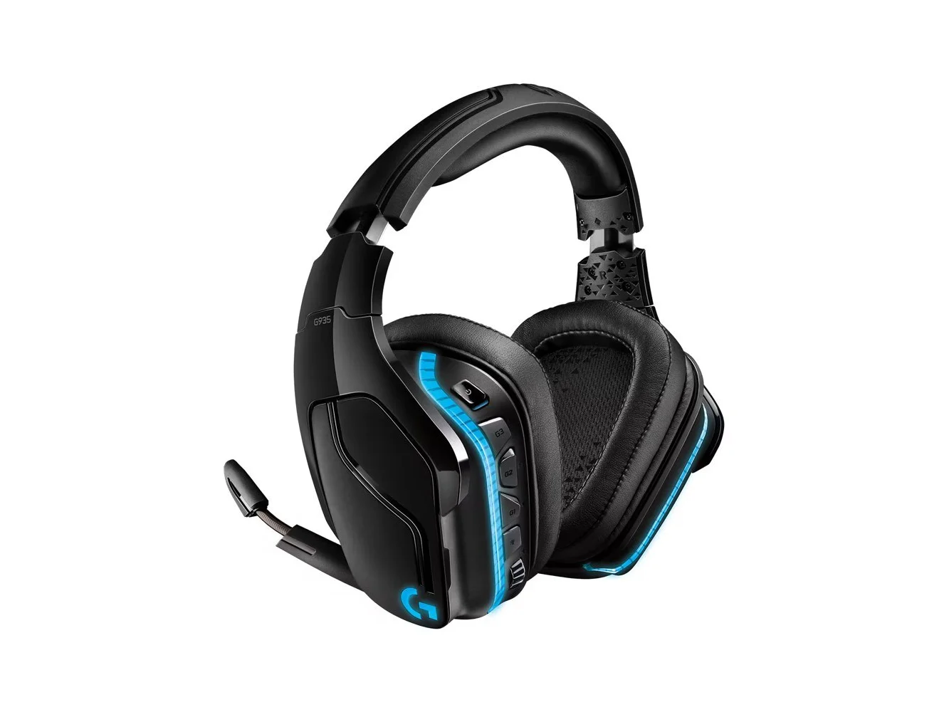 **Logitech - G935 Wireless Over-the-Ear Gaming Headset for Windows - Black/Blue**