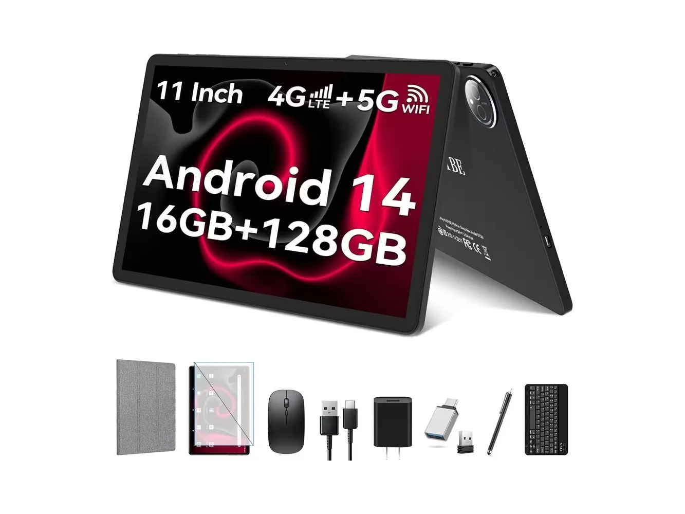 **MEIZE - 2026 Latest 11 inch Tablet, Android Tablets with 16GB RAM 128GB ROM 1TB Expand, Tablet with Keyboard, Octa-Core Pad - Gray**