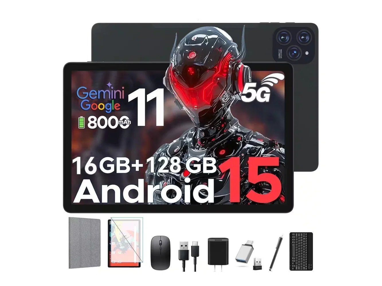 **MOONSTARS - 2026 Android 15 Tablet with Octa-core Processor, 16(8+8)GB+128GB, 1TB Expandtion, 8000mAh Battery, HD IPS Large tableta - Gray**