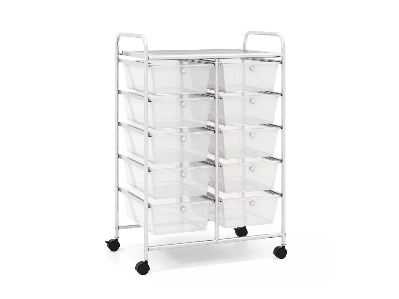 **Costway - 10 Drawer Storage Cart Utility Rolling Trolley Kitchen Office Organizer - Clear**