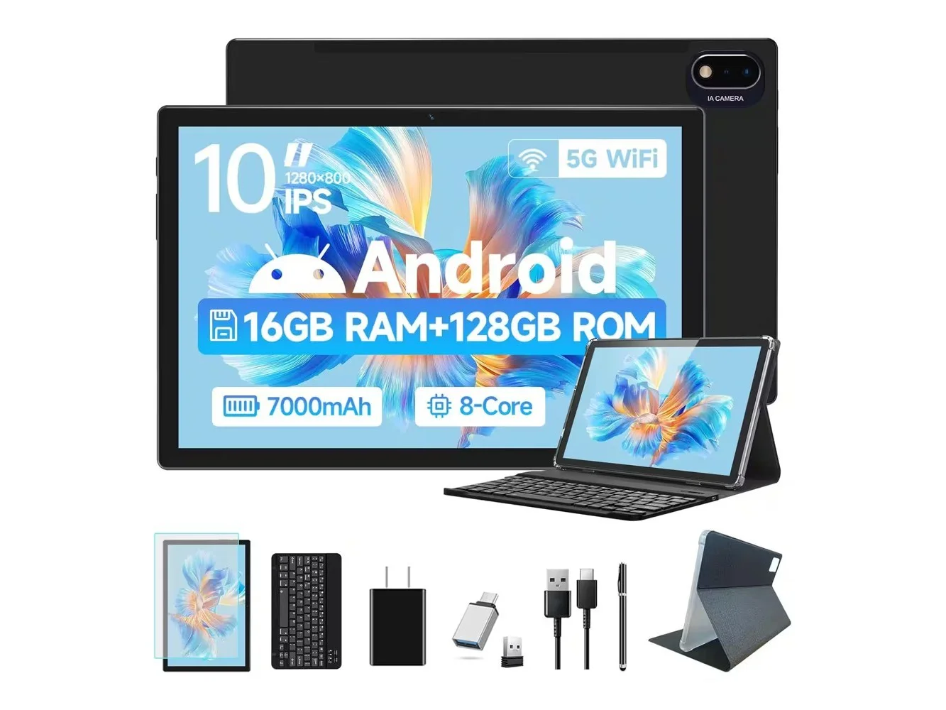 **ANTEMPER - 10.1 Inch Tablet, 2026 Latest Android Tablet with Keyboard Mouse Pen,16GB RAM+128GB ROM(1TB TF),Gemini AI 2.0,Octa-Core - Black**