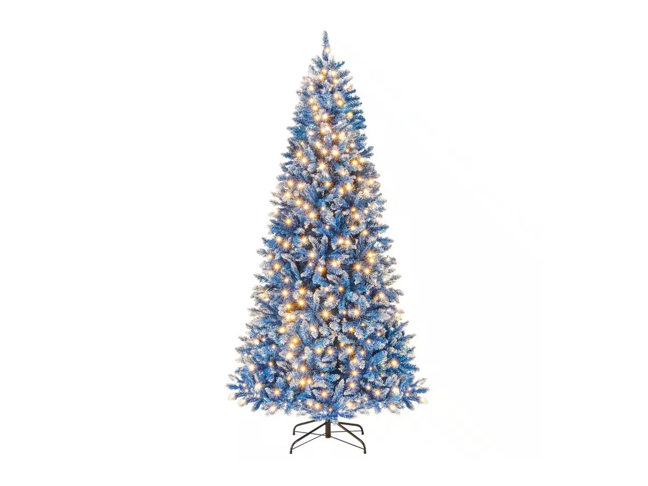**Costway - 7 FT Artificial Christmas Tree, with 270/340/420/520 Warm White LED Lights 8 Lighting Modes - Blue**