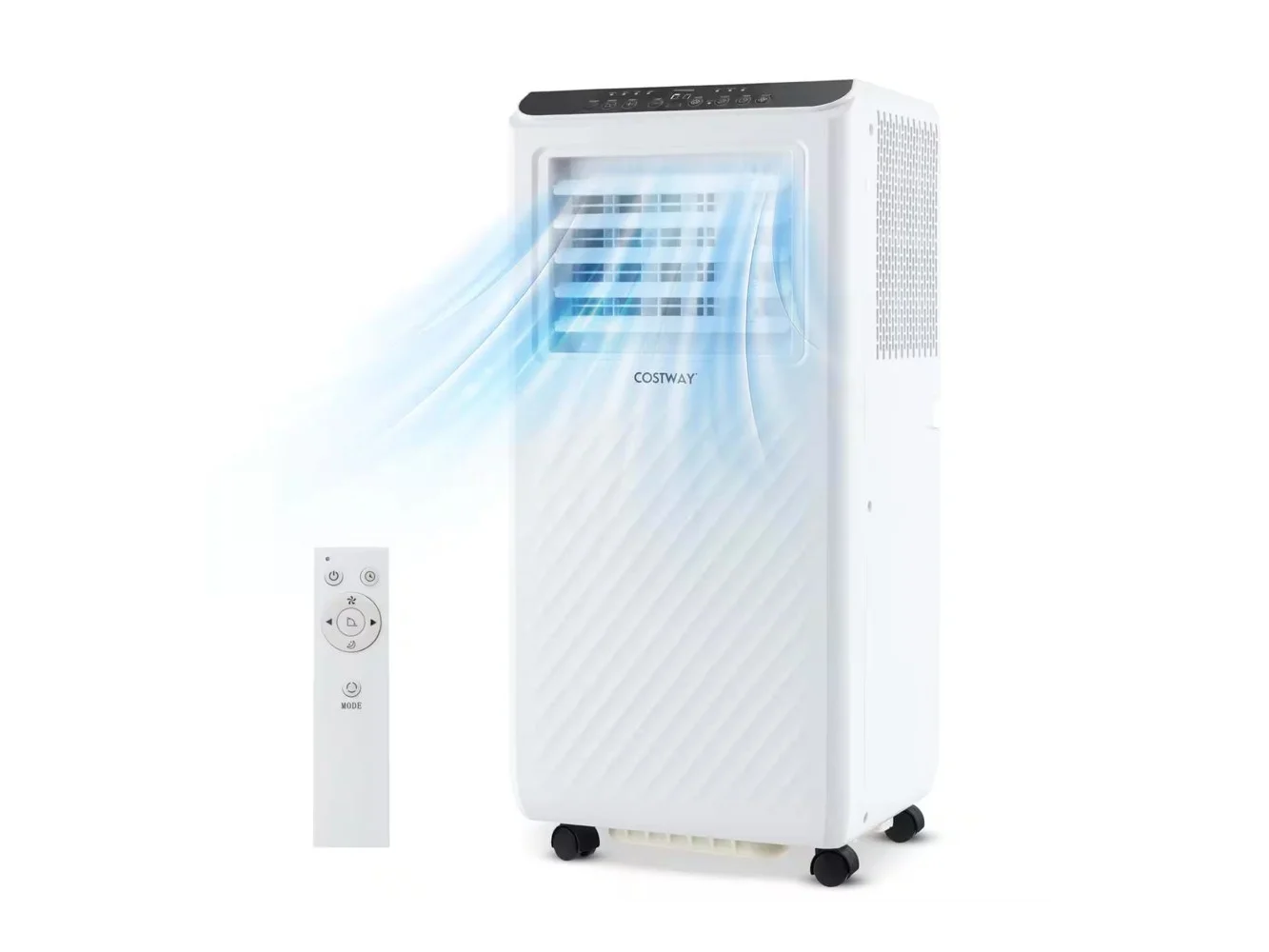 **Costway - 8000 BTU Portable Air Conditioner Cools up to 250 sq.ft 3 -in-1 Air Cooler Dehumidifier Fan 24H Timer 5000 BTU - White**