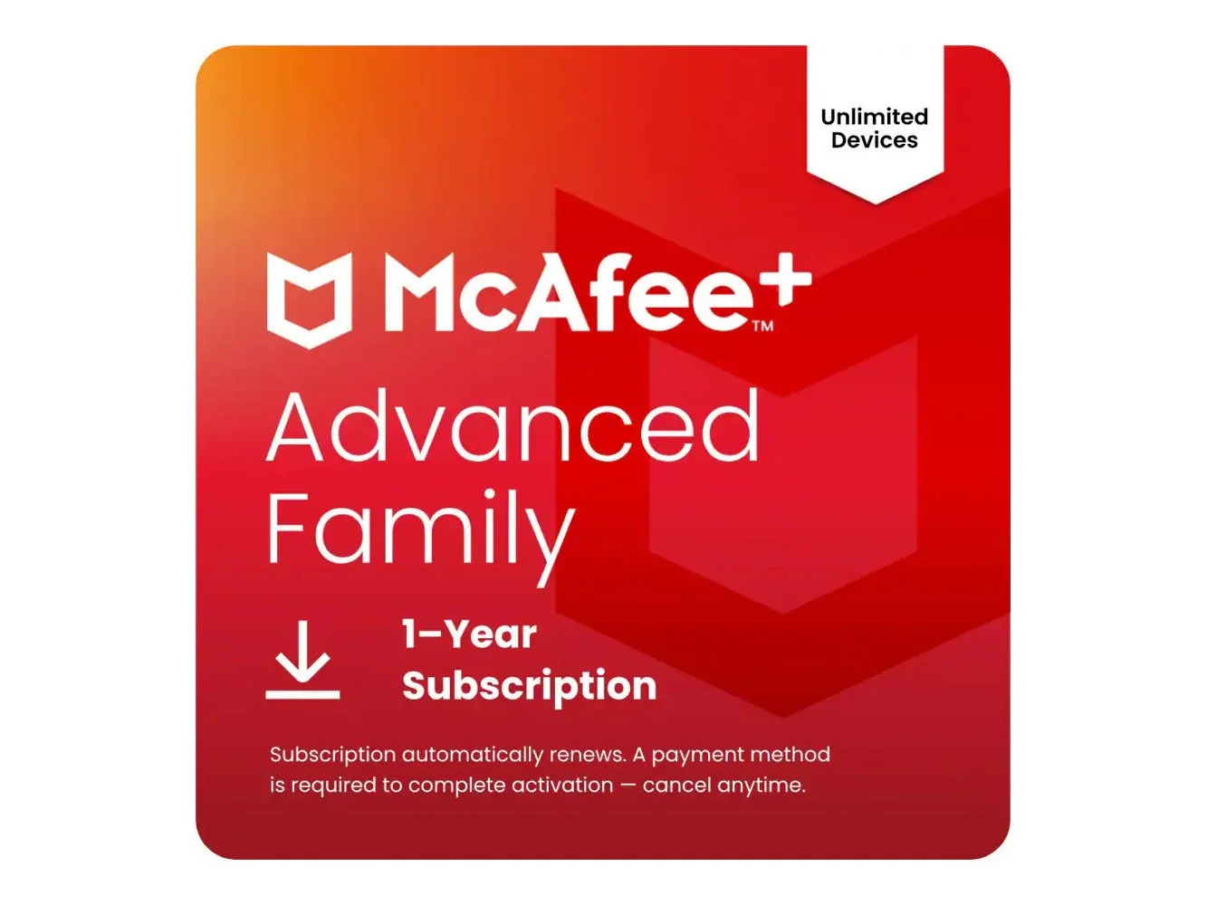 **McAfee - McAfee+ Advanced Family (Unlimited Devices) Antivirus Software, Scam Protection (1-Year Subscription with Auto-Renewal) - Windows, Mac OS, Chrome, Apple iOS, Android [Digital]**
