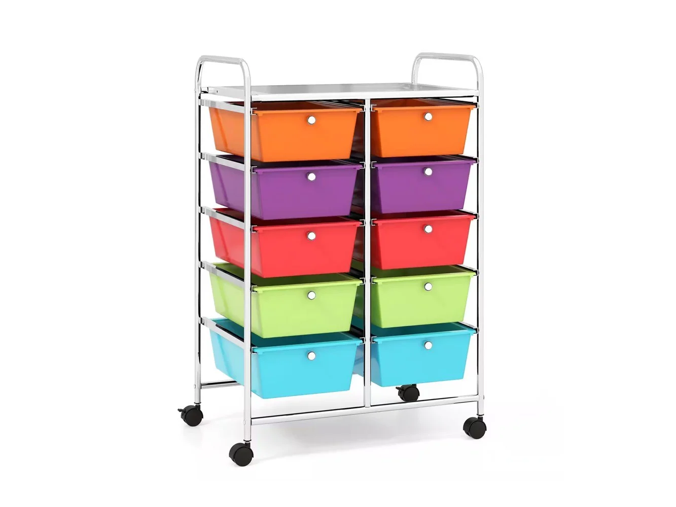 **Costway - 10 Drawer Storage Cart Utility Rolling Trolley Kitchen Office Organizer - Multicolor**