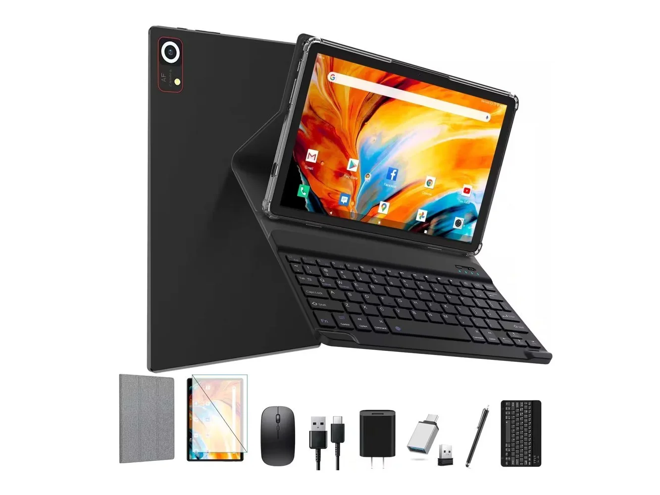 **MEIZE - Tablet 10 Inch Android 15 Tablets,128GB ROM+24GB RAM,5G Wi-Fi Tableta PC,1TB Expand,Octa-Core, 2 in 1 with Keyboard - Black**