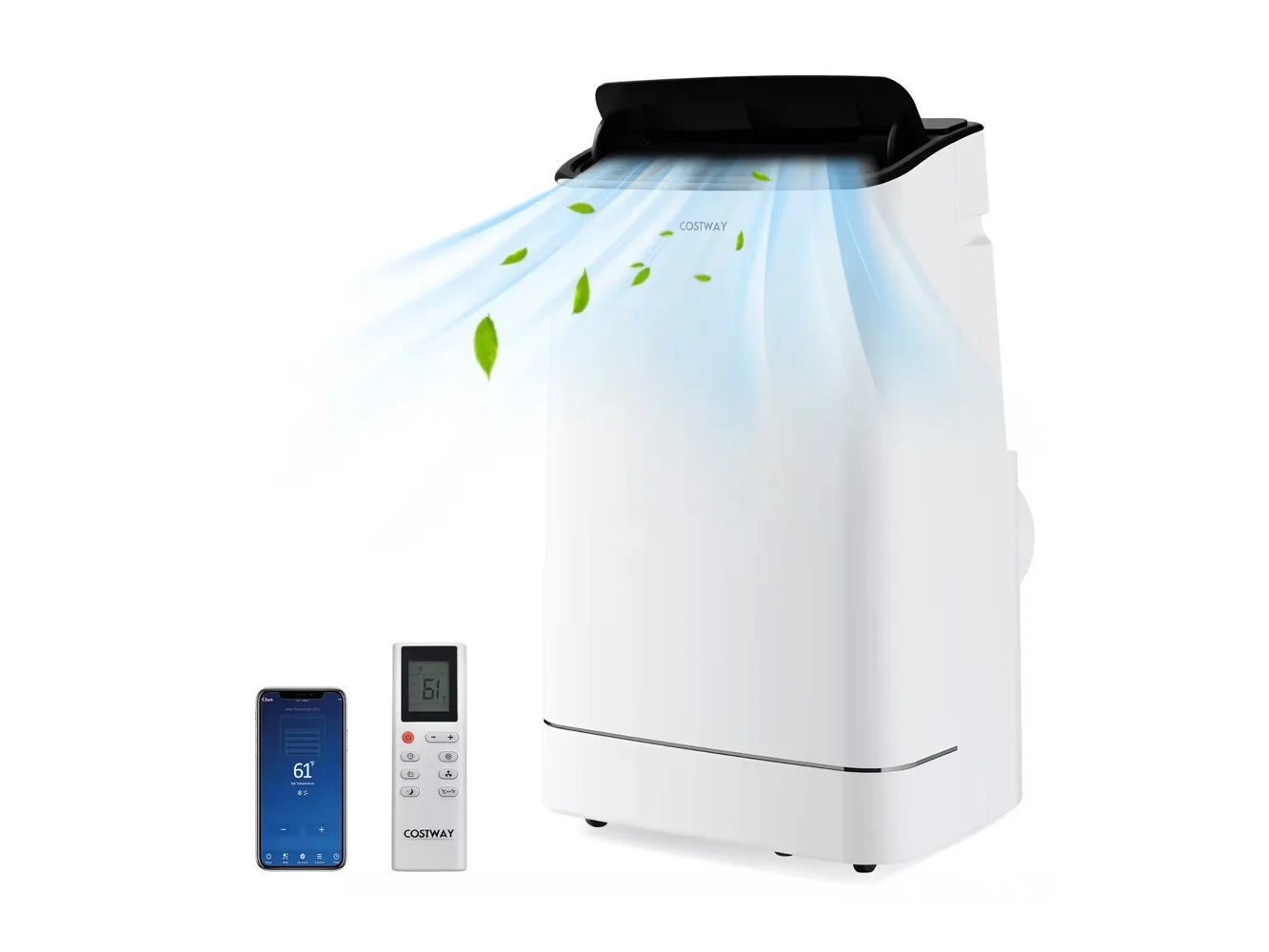 **Costway - 15000 BTU Portable Air Conditioner Cools up to 800 sq.ft with Remote APP Control Cool Fan Heat Dehum - White**