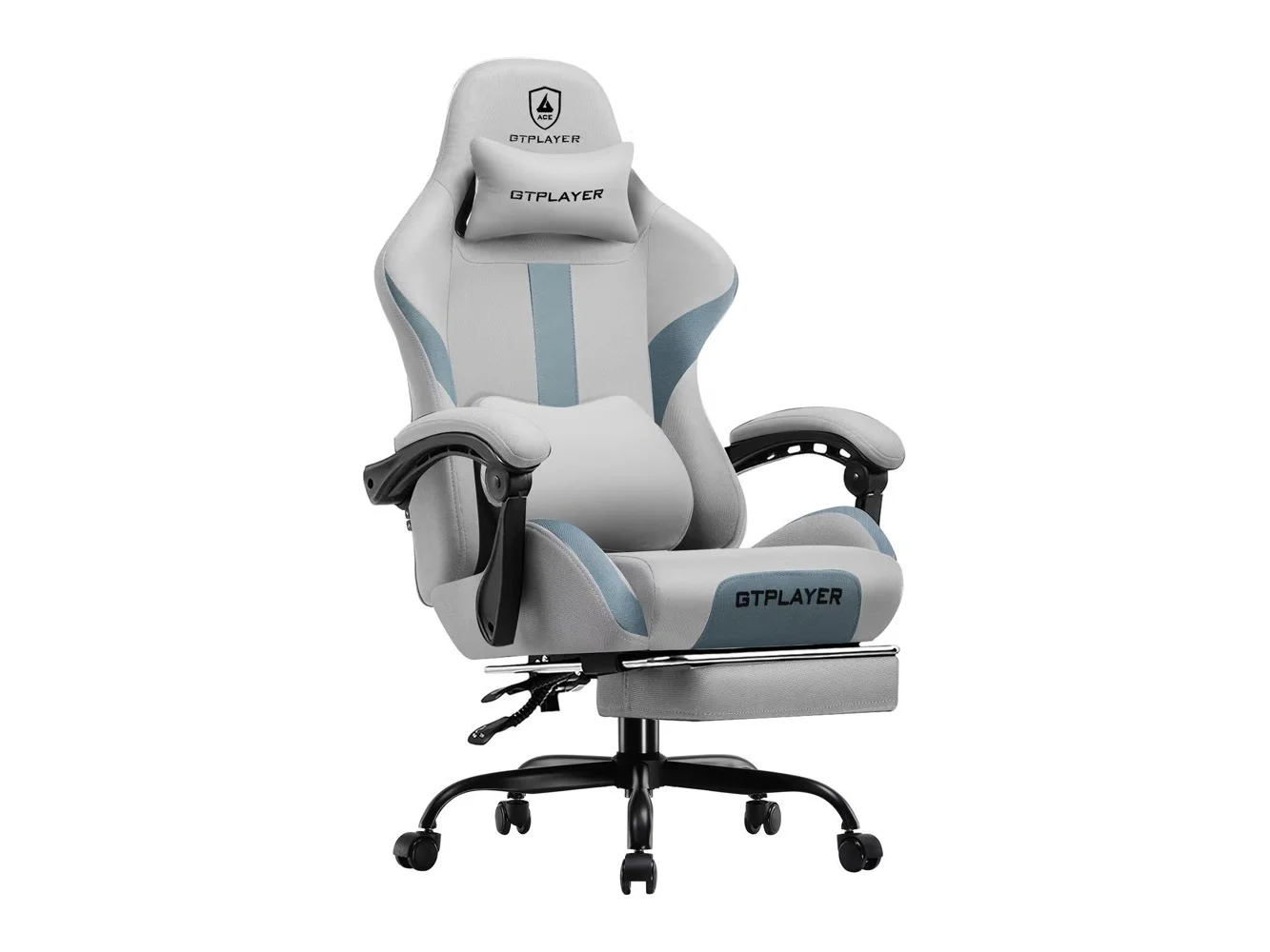 **GTPlayer - Ergonomic Gaming Chair with Breathable Fabric High Back Computer Chair with Headrest & Lumbar Support - Gray**
