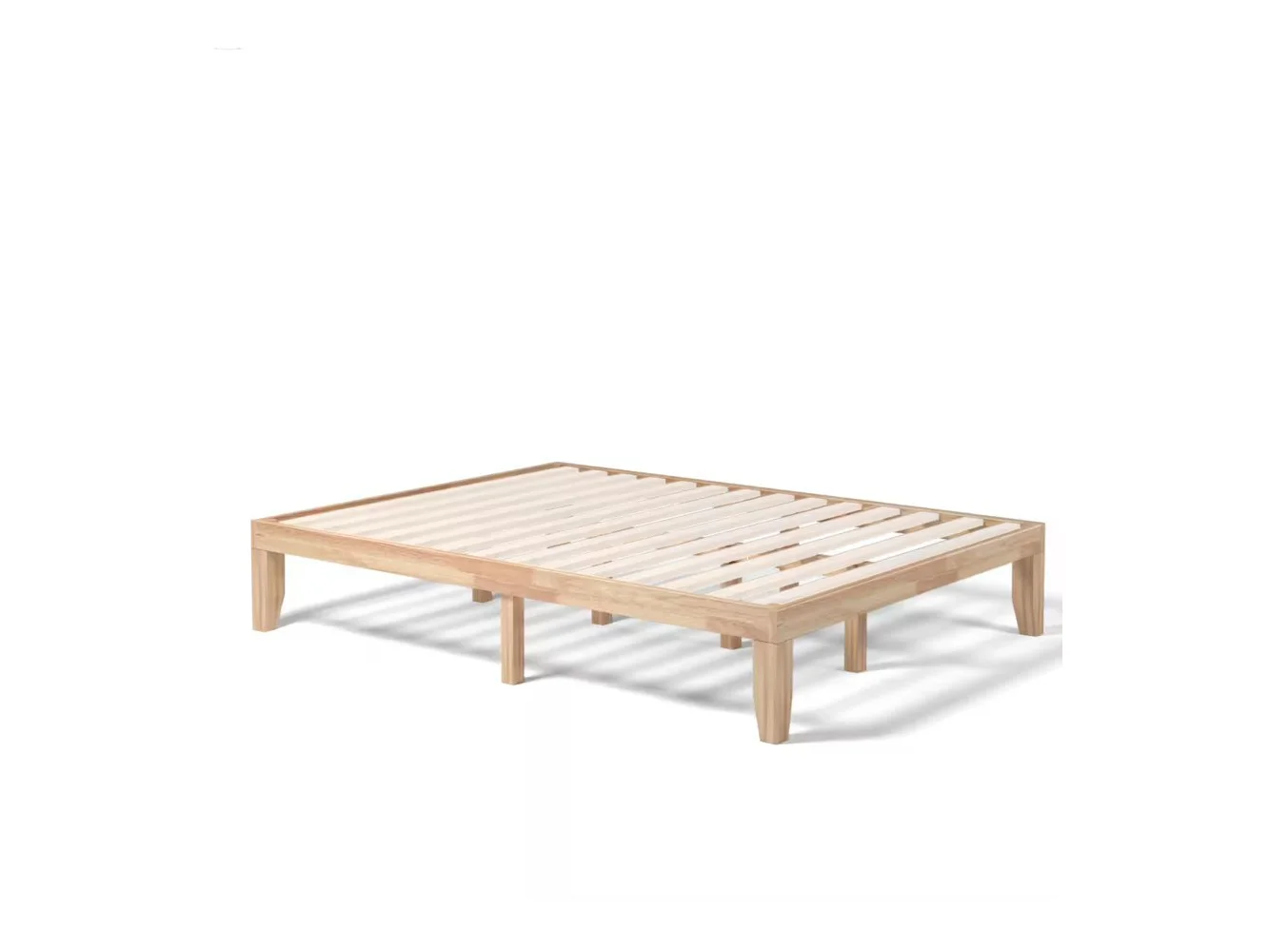 **Costway - Queen Size 14" Wooden Bed Frame Mattress Platform Wood Slats Support - Natural**