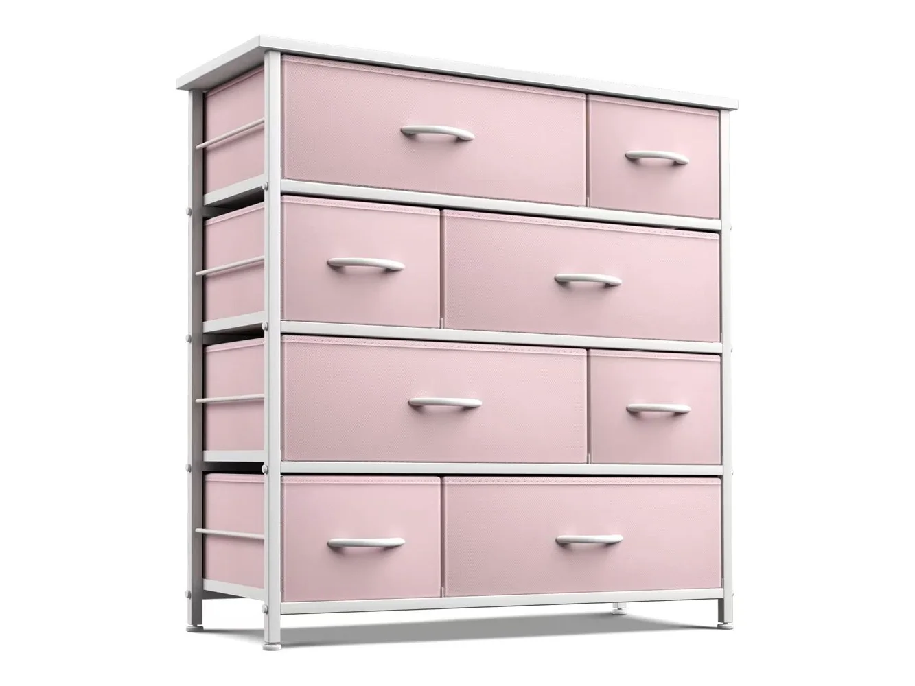 **Sorbus - Dresser with 8 Drawers - Storage Chest Organizer with Steel Frame, Wood Top, Handles, Fabric Bins - Pink**