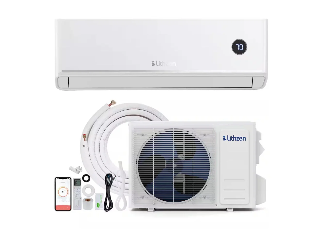 **Lithzen - 12000 BTU Mini Split Air Conditioner & Heater, 115V 18.2 SEER2 Wifi Enabled - White-115V**