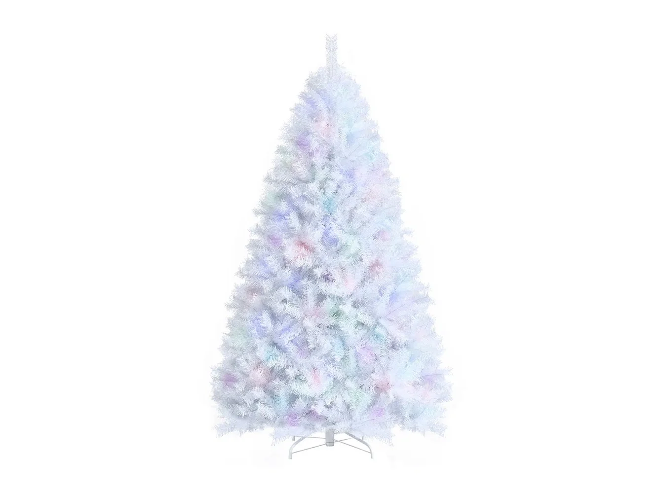 **Costway - 7ft Iridescent Tinsel Artificial Christmas Tree with 1156 Branch Tips - White**