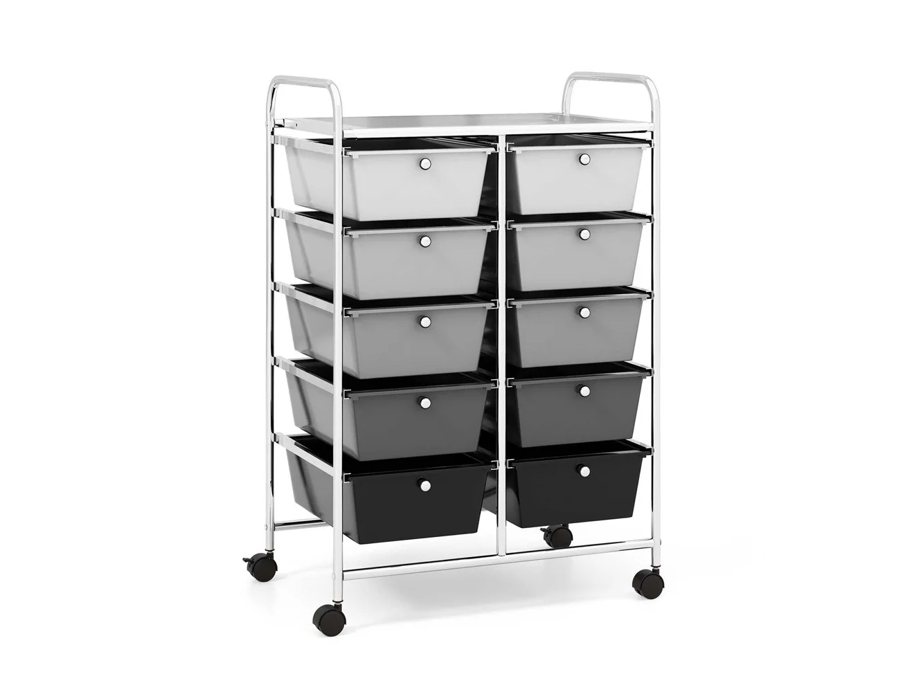 **Costway - 10 Drawer Storage Cart Utility Rolling Trolley Kitchen Office Organizer - Gradient Black**