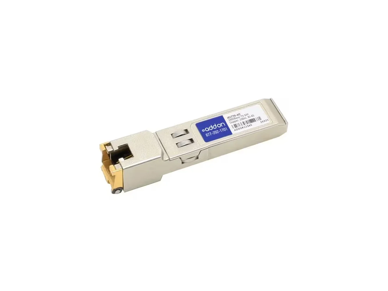**AddOn - HP® J8177D Compatible TAA 10/100/1000Base-TX SFP Transceiver (Copper, 100m, RJ-45) - For Data Networking - 1 x - White**