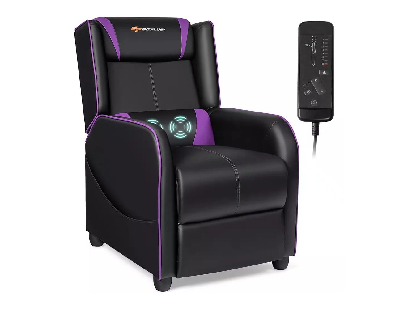 **Costway - Theater Style Massage Gaming Chair - Purple + Black**