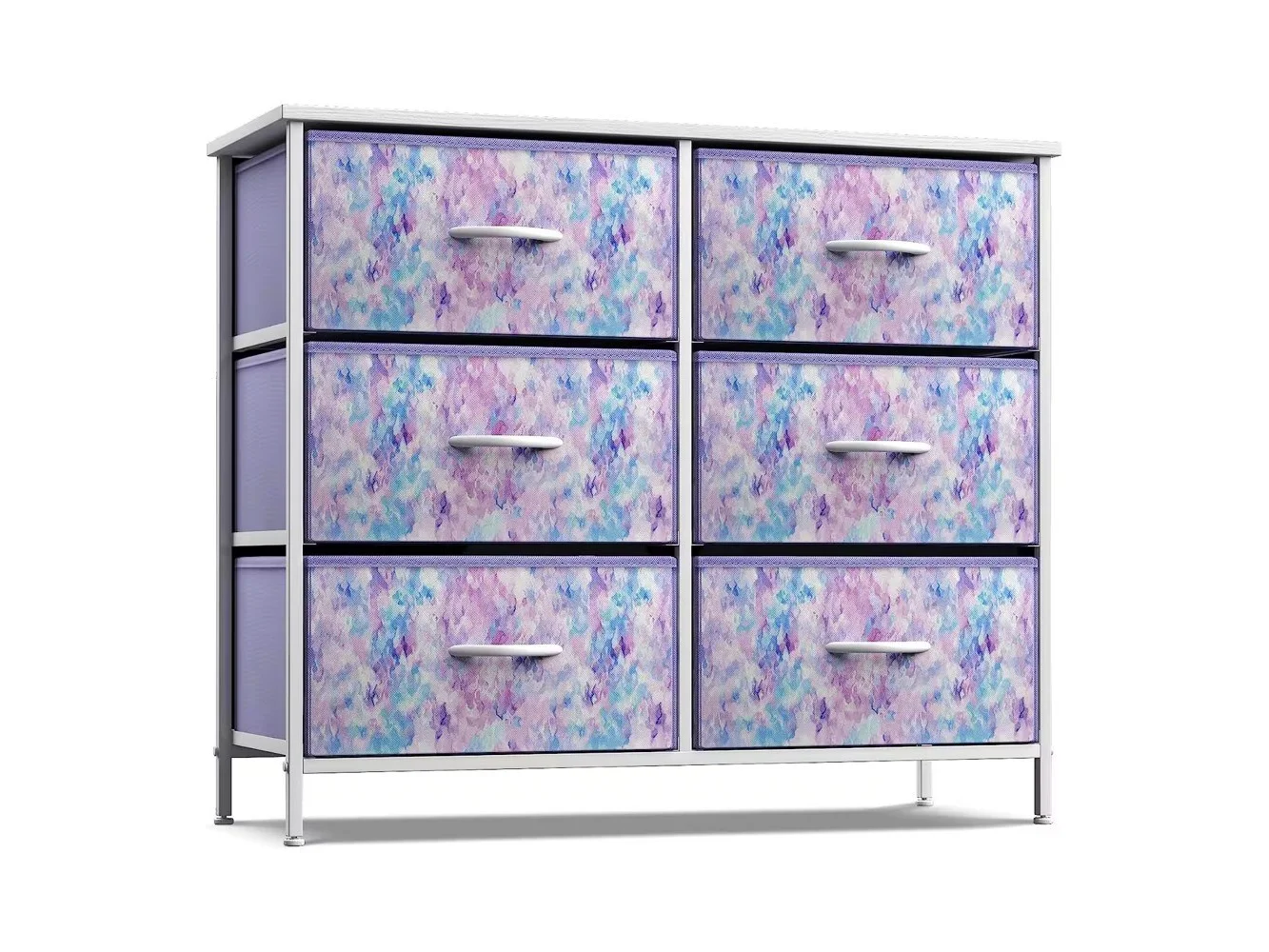 **Sorbus - Dresser with 6 Drawers, Furniture Storage Tower Unit for Bedroom, Hallway, Closet Wood Top Fabric Drawers Chest - Purple Tie-Dye**