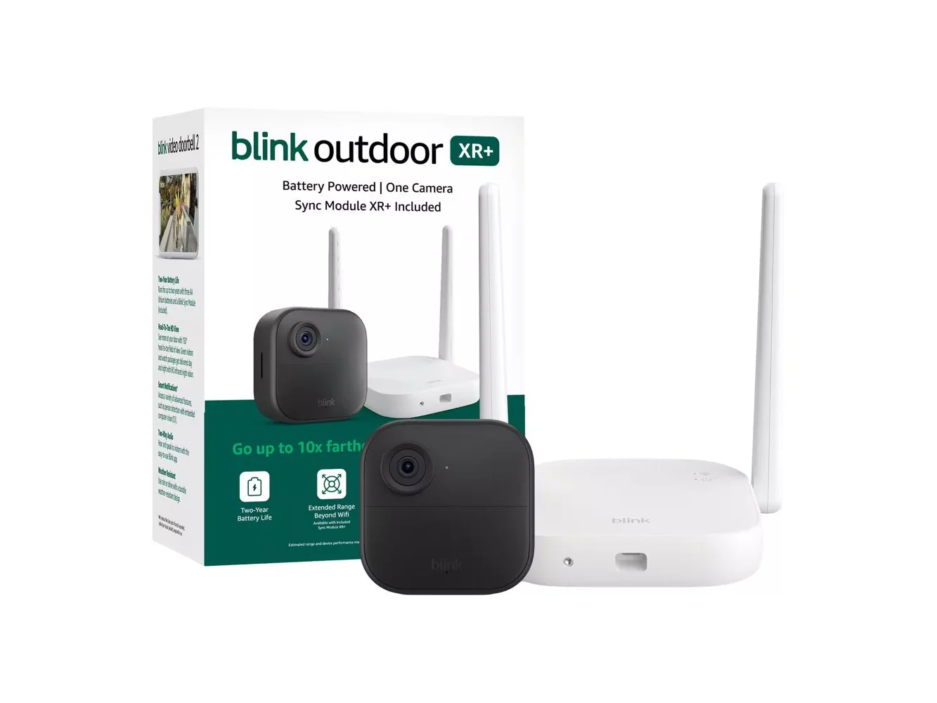 **Blink - Outdoor XR+ — Extended Range Battery-Powered Outdoor 4 Camera with 10x security coverage — 1 camera system - Black**