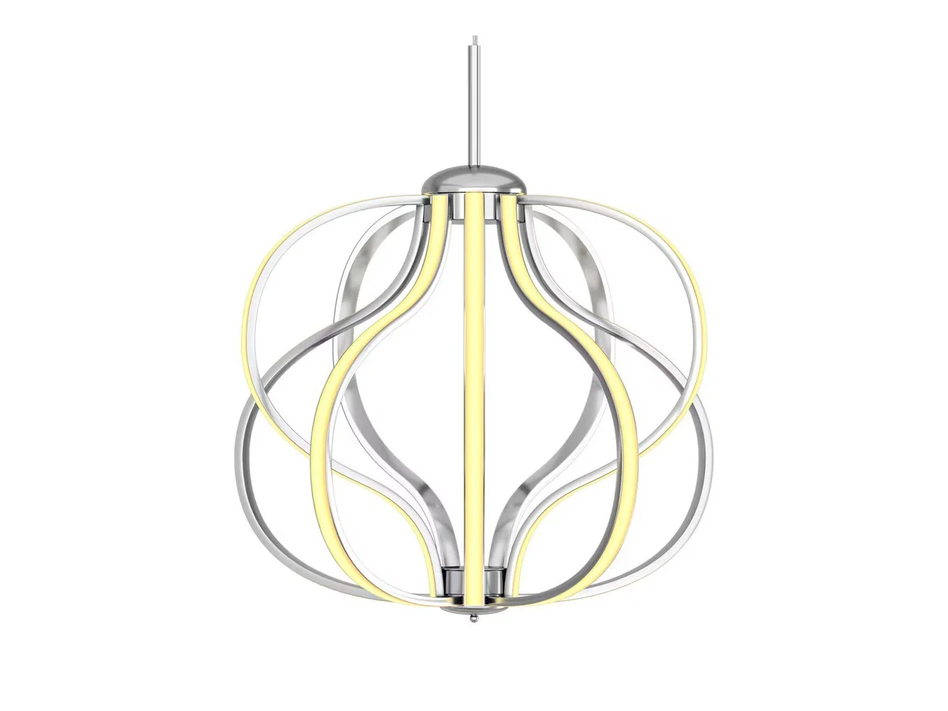 **Gymax - Dimmable Modern LED Chandelier Chrome Plated Pendant Light w/ Warm White LED - Chrome Finished**