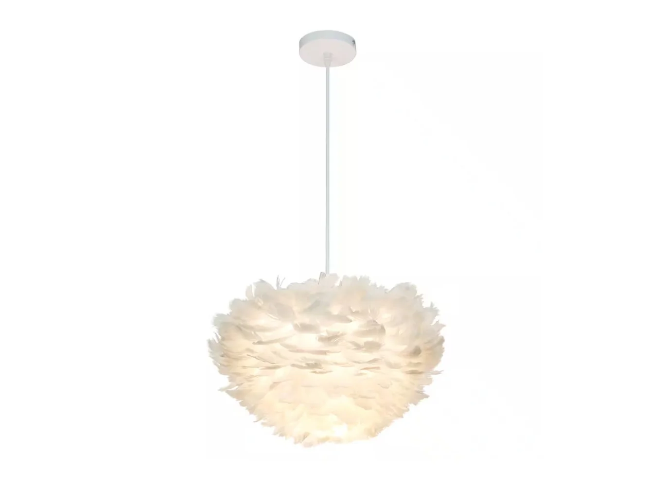 **Umeiluce - 22.8 inch Unique Drum LED Chandelier Feather Kitchen Island Pendant Pink Shape - White**