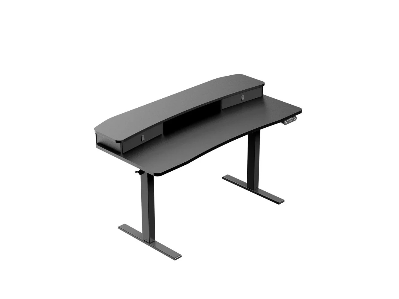 **HUANUO - Adjustable Standing Desk with Riser & Drawers - 55β³ x 26β³ - Black**