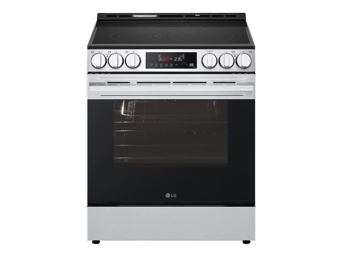 **LG - 30-in Wide 6.3 Cu. Ft. Slide-In Electric True Convection Smart Range with 5 Elements, Air Fry and Flex Control Knobs - Stainless Steel**