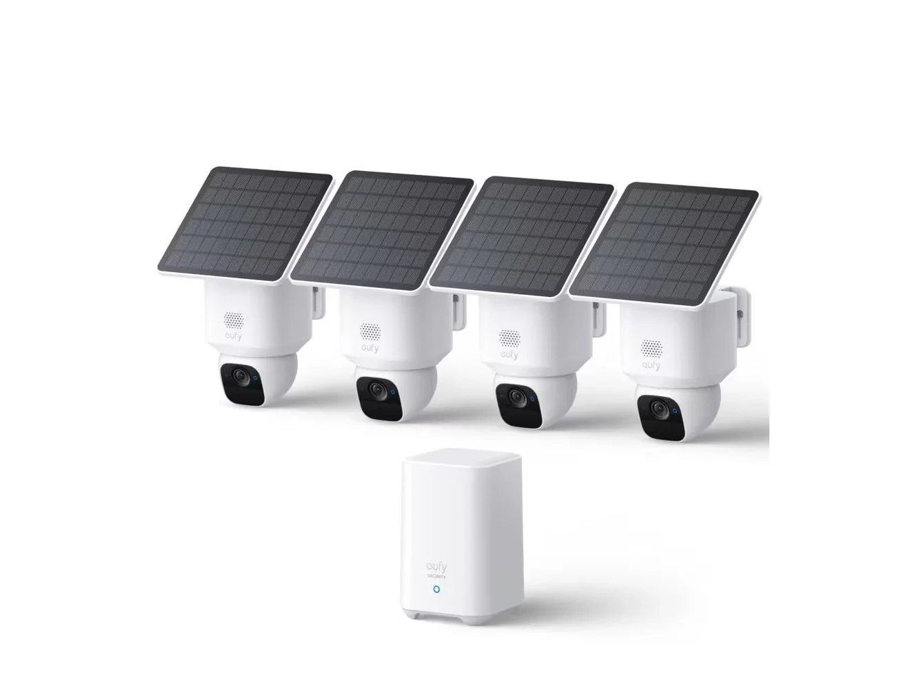 **eufy - SoloCam E30 4‑Cam Kit, Solar Wireless Outdoor, 360° Pan, AI Tracking, 2K Clarity, IP65, No Monthly Fee**
