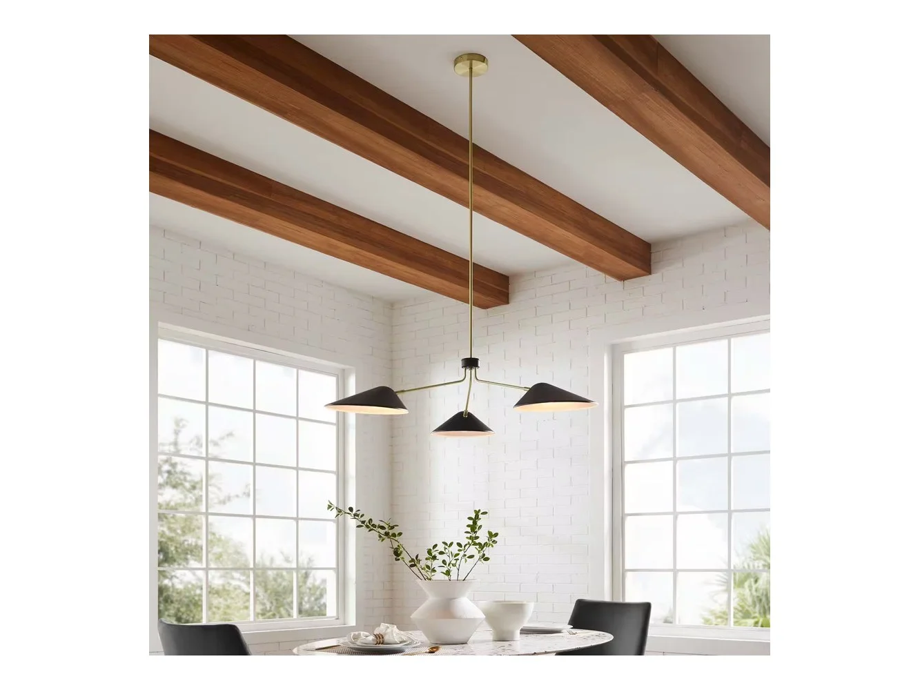 **Journey 3-Light 14" Arm Pendant by Modway - Black**